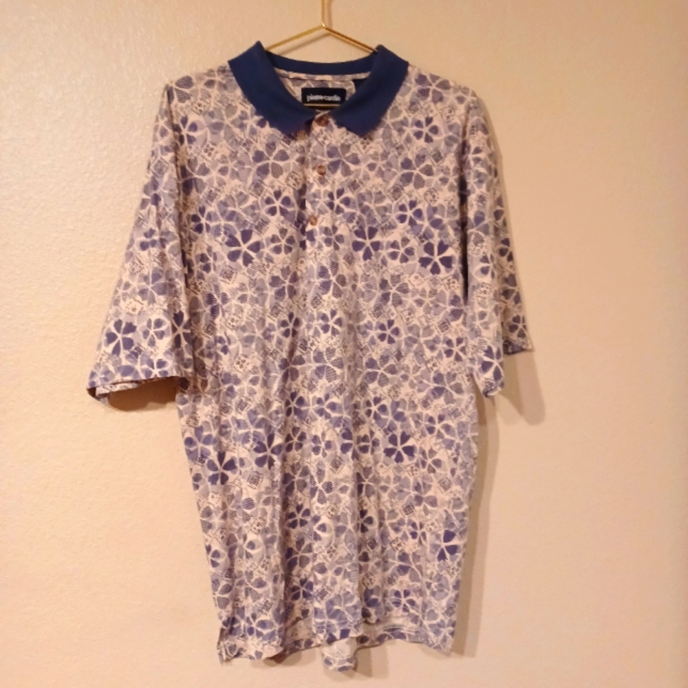 Pierre Cardin Men's Pullover White Cream Blue Short Sleeve Polo Shirt Size XL